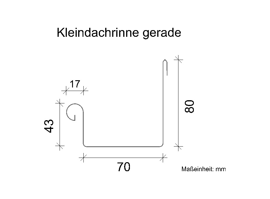 Kleindachrinne Kastenrinne Titanzink Stirnseitige Befestigung